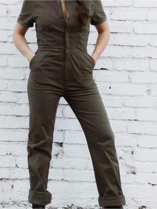 Atwyld Pants - ATWYLD Pit Crew Jumpsuit Olive Green Coverall Style Short Sleeve Women's Size S